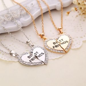 Best Friend Heart Pendant Necklace for 2