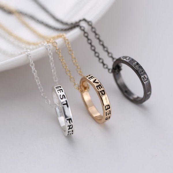 unisex best friend forever ring necklace set for 3