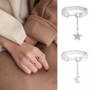 Best Friend Moon and Star Silver Ring