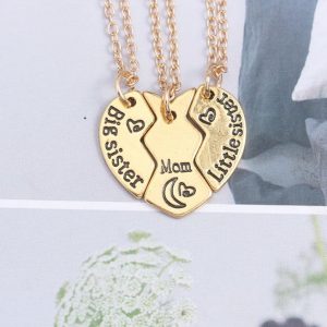 Mom – Big Sister – Little Sister Necklace for 3 – Gift for Family