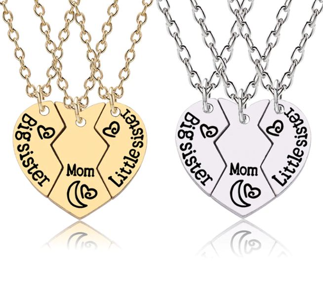 Fashion (XL052-gold)3 Pcs/Set Heart Shaped Sister Pendant Necklace BFF  Letter Splicing Alloy Friendship Necklace Jewelry Gift For Friends Family  MAA @ Best Price Online | Jumia Egypt