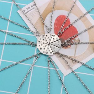 Unisex Best Friend Pizza Pieces Necklace Set for Friendship Gift