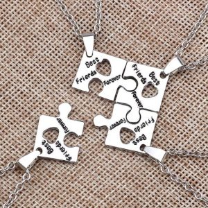 Best Friend Forever Jigsaw Puzzle Necklace for 4 - Best Friend Jewelry