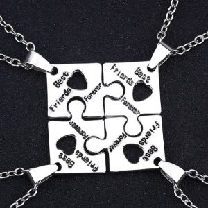 Best Friend Forever Jigsaw Puzzle Necklace for 4
