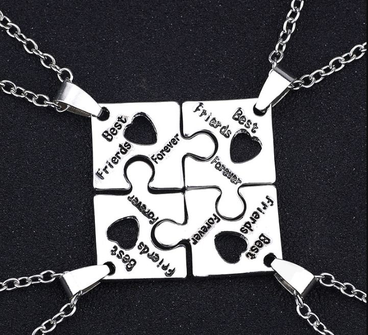 4 Pieces Puzzle Necklace | Puzzle Necklace Friends | Friendship Necklaces 4  - 4 Set - Aliexpress